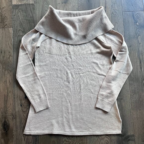 Calvin Klein Cowl Neck Sweater Tan Neutral Oversized Fit Size XS - Picture 1 of 5